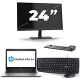 HP EliteBook 840r G4 - Intel Core i5-7e Generatie - 14 inch - 8GB RAM - 256GB SSD - Windows 11 + 1x 24 inch Monitor Zichtbaar gebruikt