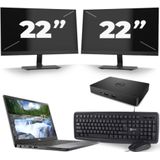 Dell Latitude 7300 - Intel Core i7-8e Generatie - 13 inch - 16GB RAM - 256GB SSD - Windows 11 + 2x 22 inch Monitor Zichtbaar gebruikt