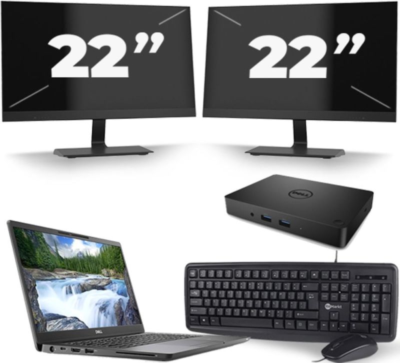 Dell Latitude 7300 - Intel Core i7-8e Generatie - 13 inch - 16GB RAM - 256GB SSD - Windows 11 + 2x 22 inch Monitor Zichtbaar gebruikt