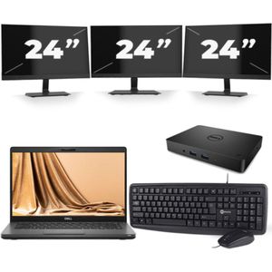 Dell Latitude 5401 - Intel Core i5-9e Generatie - 14 inch - 16GB RAM - 256GB SSD - Windows 11 + 3x 24 inch Monitor Zichtbaar gebruikt