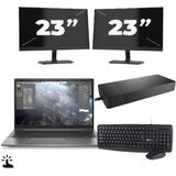 HP ZBook Firefly 14 G8 - Intel Core i7-11e Generatie - 14 inch - Touch - 16GB RAM - 256GB SSD - Windows 11 Home + 2x 23 inch Monitor Zichtbaar gebruikt