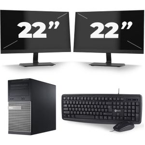 Dell Optiplex 3020 Micro Tower - Intel Core i3-4e Generatie - 8GB RAM - 128GB SSD - Windows 10 + 2x 22 inch Monitor Nette Staat