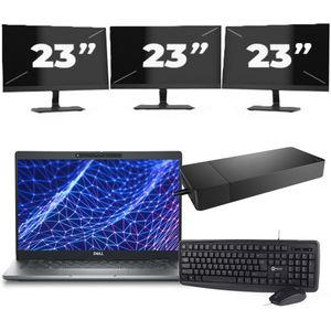 Dell Latitude 5330 - Intel Core i3-12e Generatie - 13 inch - 8GB RAM - 256GB SSD - Windows 11 Home + 3x 23 inch Monitor Zichtbaar gebruikt