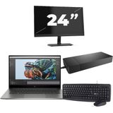 HP Zbook Studio G8 - Intel Core i7-11e Generatie - 15 inch - 16GB RAM - 256GB SSD - Windows 11 Home + 1x 24 inch Monitor Nette Staat