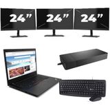 Lenovo ThinkPad L14 Gen 2 - Intel Core i5-11e Generatie - 14 inch - 16GB RAM - 256GB SSD - Windows 11 Home + 3x 24 inch Monitor Zichtbaar gebruikt