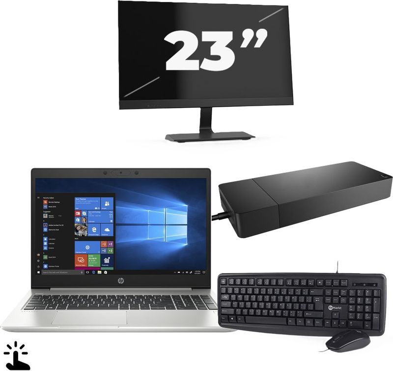 HP ProBook 445 G7 - AMD Ryzen 5 4500U - 14 inch - Touch - 16GB RAM - 256GB SSD - Windows 11 Home + 1x 23 inch Monitor Zichtbare schade
