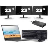 Dell Latitude 7370 - Intel Core m7-6e Generatie - 13 inch - 8GB RAM - 256GB SSD - Windows 11 Home + 3x 23 inch Monitor Zichtbaar gebruikt