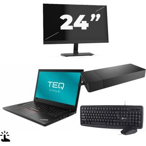 Lenovo ThinkPad T480 - Intel Core i3-8e Generatie - 14 inch - Touch - 8GB RAM - 256GB SSD - Windows 11 + 1x 24 inch Monitor Nette Staat