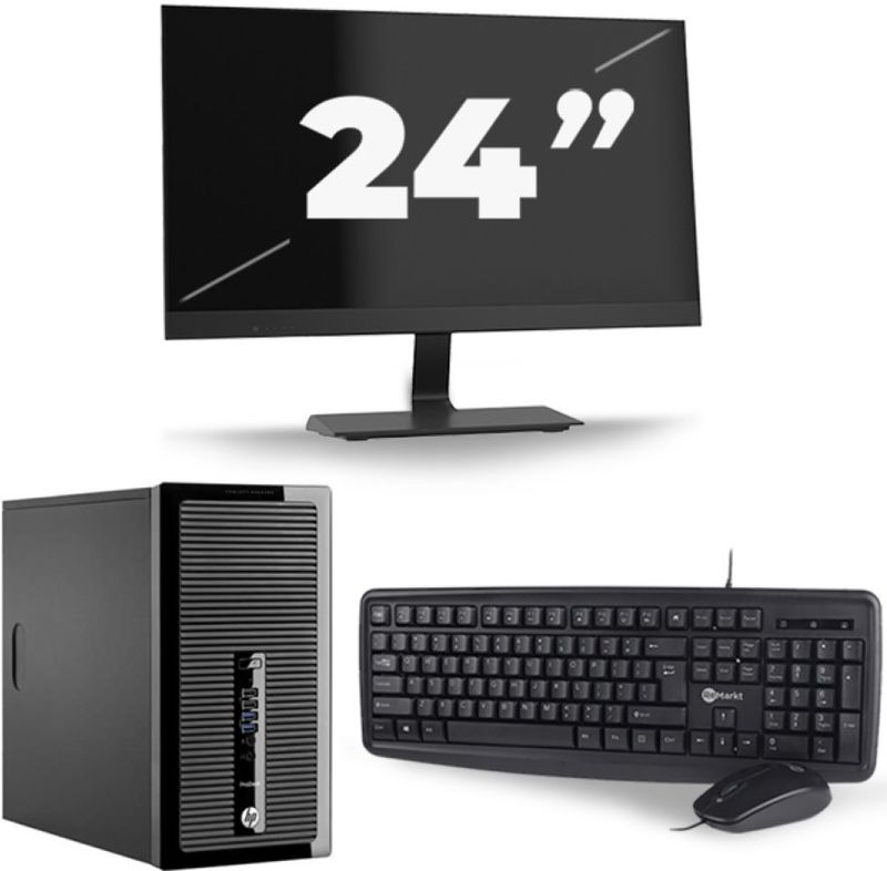 HP ProDesk 400 G3 Micro Tower - Intel Core i7-6e Generatie - 16GB RAM - 256GB SSD - Windows 11 + 1x 24 inch Monitor Nette Staat