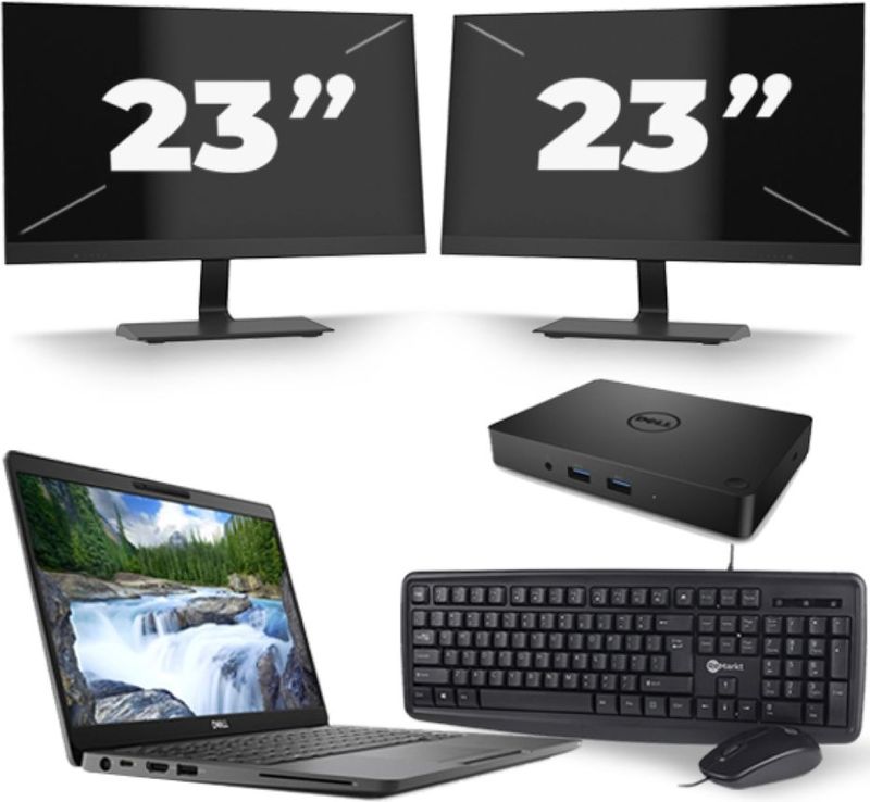 Dell Latitude 5300 - Intel Core i7-8e Generatie - 13 inch - 16GB RAM - 256GB SSD - Windows 11 + 2x 23 inch Monitor Zichtbare schade