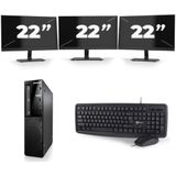 Lenovo ThinkCentre E73 SFF - Intel Core i7-4e Generatie - 16GB RAM - 256GB SSD - Windows 10 + 3x 22 inch Monitor Nette Staat