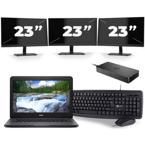 Dell Latitude 3310 - Intel Core i3-8e Generatie - 13 inch - 8GB RAM - 256GB SSD - Windows 11 + 3x 23 inch Monitor Nette Staat