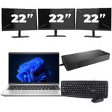 HP ProBook 440 G9 - Intel Core i3-12e Generatie - 14 inch - 16GB RAM - 256GB SSD - Windows 11 + 3x 22 inch Monitor Zichtbare schade