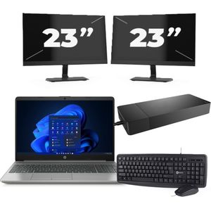 HP 250 G8 - Intel Core i5-11e Generatie - 15 inch - 16GB RAM - 256GB SSD - Windows 11 Home + 2x 23 inch Monitor Zichtbare schade