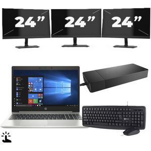 HP ProBook 445 G7 - AMD Ryzen 5 4500U - 14 inch - Touch - 16GB RAM - 256GB SSD - Windows 11 Home + 3x 24 inch Monitor Nette Staat