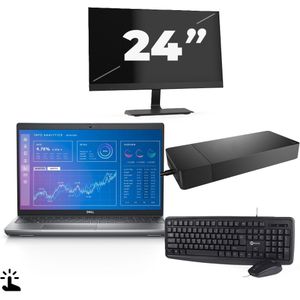 Dell Precision 3571 - Intel Core i5-12e Generatie - 15 inch - Touch - 16GB RAM - 256GB SSD - Windows 11 Home + 1x 24 inch Monitor Zichtbaar gebruikt