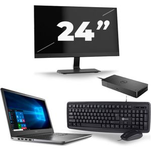 Dell Vostro 5568 - Intel Core i5-7e Generatie - 15 inch - 8GB RAM - 256GB SSD - Windows 11 + 1x 24 inch Monitor Nette Staat