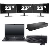 Acer TravelMate P645-SG - Intel Core i7-5e Generatie - 14 inch - 8GB RAM - 256GB SSD - Windows 11 Home + 3x 23 inch Monitor Nette Staat