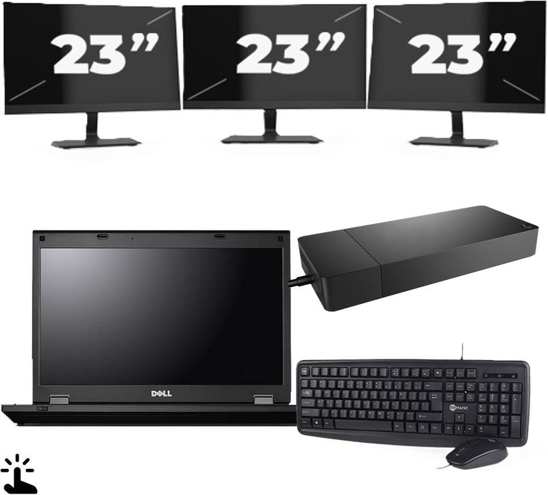 Fujitsu Lifebook E5510 - Intel Core i7-10e Generatie - 15 inch - Touch - 16GB RAM - 256GB SSD - Windows 11 Home + 3x 23 inch Monitor Zichtbaar gebruikt