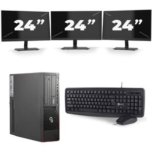 Fujitsu Esprimo E700 SFF - Intel Core i3-2e Generatie - 8GB RAM - 256GB SSD - Windows 10 + 3x 24 inch Monitor Nette Staat