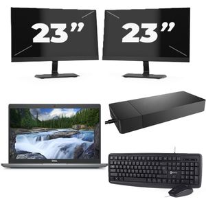 Dell Latitude 5340 - Intel Core i3-13e Generatie - 13 inch - 8GB RAM - 256GB SSD - Windows 11 Home + 2x 23 inch Monitor Zichtbaar gebruikt