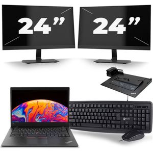 Lenovo ThinkPad L480 - Intel Core i3-8e Generatie - 14 inch - 8GB RAM - 256GB SSD - Windows 11 + 2x 24 inch Monitor Zichtbare schade