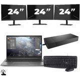 HP ZBook Firefly 14 G8 - Intel Core i7-11e Generatie - 14 inch - Touch - 16GB RAM - 256GB SSD - Windows 11 Home + 3x 24 inch Monitor Zichtbaar gebruikt