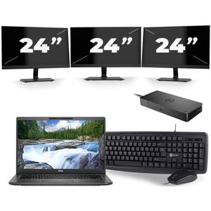 Dell Latitude 7400 - Intel Core i5-8e Generatie - 14 inch - 16GB RAM - 256GB SSD - Windows 11 + 3x 24 inch Monitor Zichtbare schade