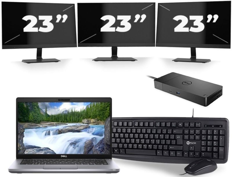 Dell Latitude 5411 - Intel Core i5-10e Generatie - 14 inch - 16GB RAM - 256GB SSD - Windows 11 + 3x 23 inch Monitor Zichtbare schade