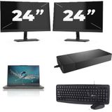 Fujitsu Lifebook U7411 - Intel Core i5-11e Generatie - 14 inch - 16GB RAM - 256GB SSD - Windows 11 Home + 2x 24 inch Monitor Zichtbaar gebruikt