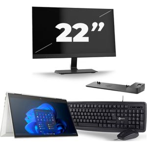HP EliteBook x360 830 G8 - Intel Core i7-11e Generatie - 13 inch - 16GB RAM - 256GB SSD - Windows 11 Home + 1x 22 inch Monitor Zichtbaar gebruikt