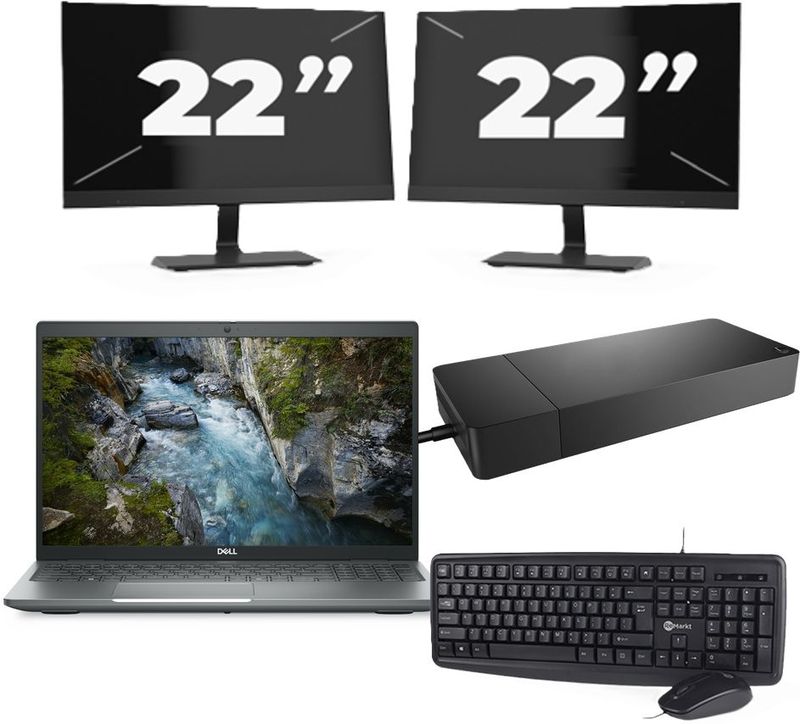 Dell Vostro 3591 - Intel Core i5-10e Generatie - 15 inch - 16GB RAM - 256GB SSD - Windows 11 Home + 2x 22 inch Monitor Nette Staat