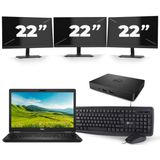 Dell Latitude 5580 - Intel Core i5-6e Generatie - 15 inch - 8GB RAM - 256GB SSD - Windows 11 + 3x 22 inch Monitor Zichtbaar gebruikt