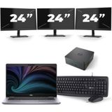Dell Latitude 5310 - Intel Core i7-10e Generatie - 13 inch - 16GB RAM - 256GB SSD - Windows 11 + 3x 24 inch Monitor Zichtbaar gebruikt