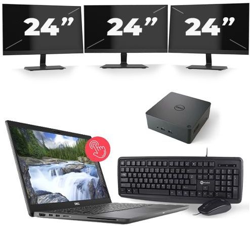 Dell Latitude 7310 - Intel Core i7-10e Generatie - 13 inch - 8GB RAM - 512GB SSD - Windows 11 + 3x 24 inch Monitor Zichtbaar gebruikt