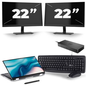 Dell Latitude 9510 - Intel Core i5-10e Generatie - 15 inch - 16GB RAM - 256GB SSD - Windows 11 + 2x 22 inch Monitor Zichtbaar gebruikt