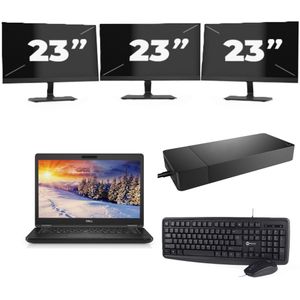 Dell Latitude E5490 - Intel Core i5-8e Generatie - 14 inch - 16GB RAM - 256GB SSD - Windows 11 Home + 3x 23 inch Monitor Zichtbare schade