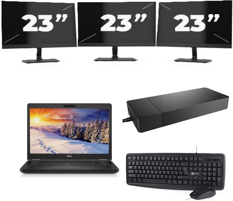 Dell Latitude E5490 - Intel Core i5-8e Generatie - 14 inch - 16GB RAM - 256GB SSD - Windows 11 Home + 3x 23 inch Monitor Zichtbare schade