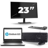 HP EliteBook 820 G4 - Intel Core i5-7e Generatie - 12 inch - 8GB RAM - 256GB SSD - Windows 11 + 1x 23 inch Monitor Zichtbaar gebruikt