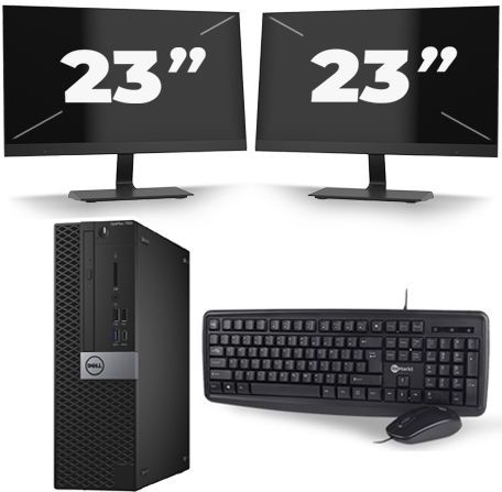 Dell Optiplex 7040 Micro Tower - Intel Core i7-6e Generatie - 16GB RAM - 256GB SSD - Windows 11 + 2x 23 inch Monitor Nette Staat