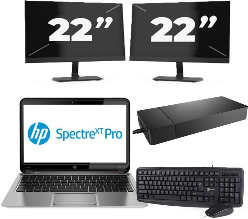 Chuwi CoreBook Pro - Intel Core i3-6e Generatie - 13 inch - 8GB RAM - 256GB SSD - Windows 11 Home + 2x 22 inch Monitor Zichtbare schade