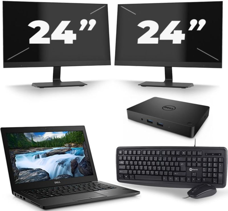 Dell Latitude 5490 - Intel Core i5-8e Generatie - 14 inch - 16GB RAM - 256GB SSD - Windows 11 + 2x 24 inch Monitor Nette Staat