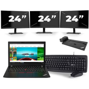 Lenovo Thinkpad A285 - AMD Ryzen 5 2500U - 12 inch - 8GB RAM - 256GB SSD - Windows 10 + 3x 24 inch Monitor Zichtbaar gebruikt