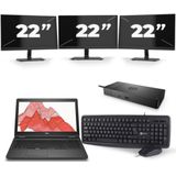 Dell Precision 3530 - Intel Core i7-8e Generatie - 15 inch - 16GB RAM - 256GB SSD - Windows 11 + 3x 22 inch Monitor Zichtbaar gebruikt