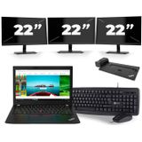 Lenovo Thinkpad A285 - AMD Ryzen 5 2500U - 12 inch - 8GB RAM - 256GB SSD - Windows 10 + 3x 22 inch Monitor Nette Staat