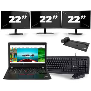Lenovo Thinkpad A285 - AMD Ryzen 5 2500U - 12 inch - 8GB RAM - 256GB SSD - Windows 10 + 3x 22 inch Monitor Nette Staat