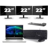 HP ProBook 430 G6 - Intel Core i3-8e Generatie - 13 inch - 8GB RAM - 256GB SSD - Windows 11 + 3x 22 inch Monitor Zichtbaar gebruikt