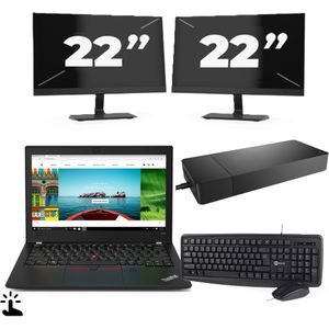 Lenovo ThinkPad A285 - AMD Ryzen 5 2500U - 12 inch - Touch - 8GB RAM - 256GB SSD - Windows 11 Home + 2x 22 inch Monitor Zichtbare schade