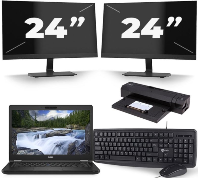 Dell Latitude 5491 - Intel Core i5-8e Generatie - 14 inch - 16GB RAM - 256GB SSD - Windows 11 + 2x 24 inch Monitor Nette Staat