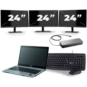 Fujitsu LifeBook S938 - Intel Core i7-8e Generatie - 13 inch - 16GB RAM - 256GB SSD - Windows 11 + 3x 24 inch Monitor Zichtbaar gebruikt